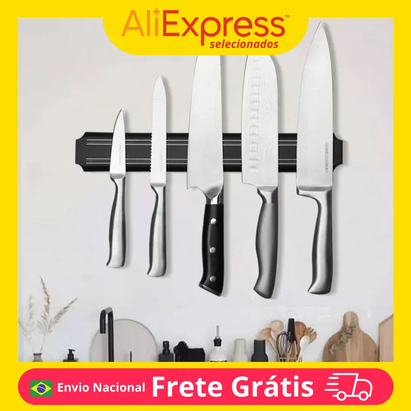 Barra Magnética de Parede para Facas – Organizador de Utensílios Prático e Seguro para Cozinha